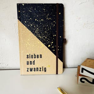 Calendario tascabile, calendario annuale, calendario a libro 2027, formato A5, blu-oro screziato