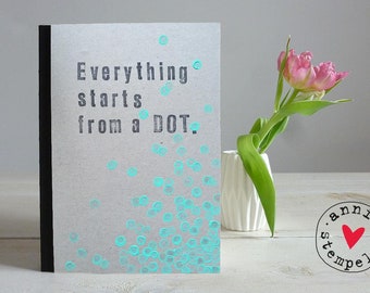 Notebook sketch Book-"dots", desired text, DIN A5