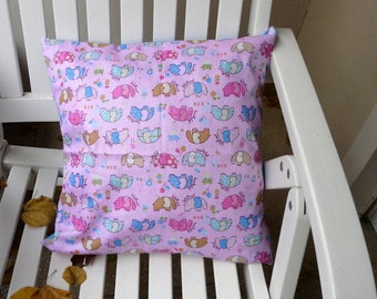 Pillow case for children Cotton pink elephants 40 cm x 40 cm