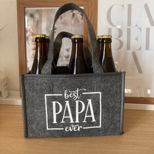 Bottle basket, men's handbag, Father's Day, Father's Day gift, gift idea, drinks basket, drinks bag personalized, beer basket, beer carrier Best Papa ever