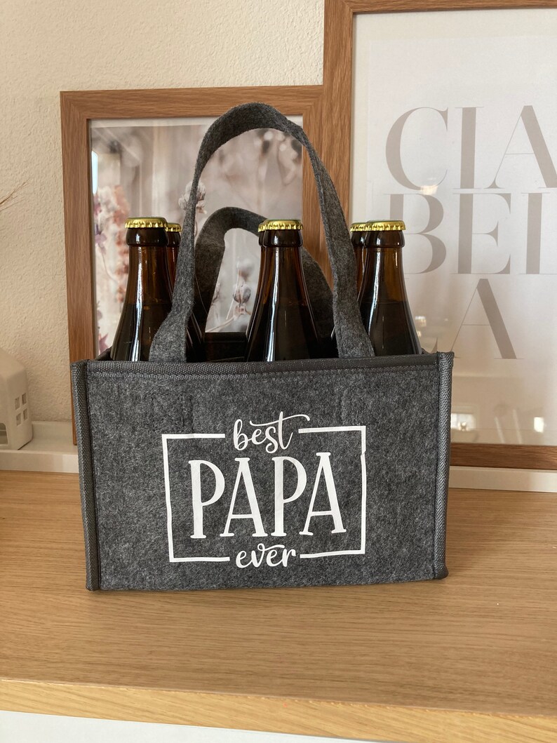 Bottle basket, men's handbag, Father's Day, Father's Day gift, gift idea, drinks basket, drinks bag personalized, beer basket, beer carrier Best Papa ever