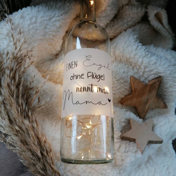 Lampe Bouteille LED Personnalisable - Cadeau Émotion Pour Maman, Noël, Anniversaire Ou Fête Des Mères