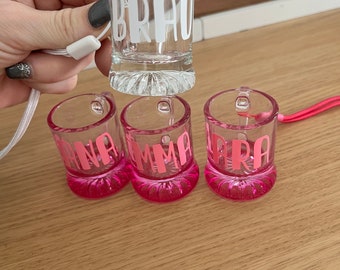 Schnapsglas personalisiert jga, Glas mit Name, JGA Party, Braut, Team Braut, Geschenkidee, Hochzeit, Glas zum umhängen, Junggesellenabschied