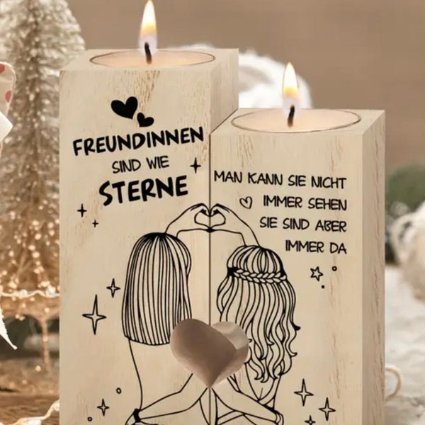 Teelichthaltwr Holz, Geschenk beste Freundin, Geschenk Freundin, Best Friends, Geschenkidee, Geburtstagsgeschenk Frau, Holzdeko, dekoidee