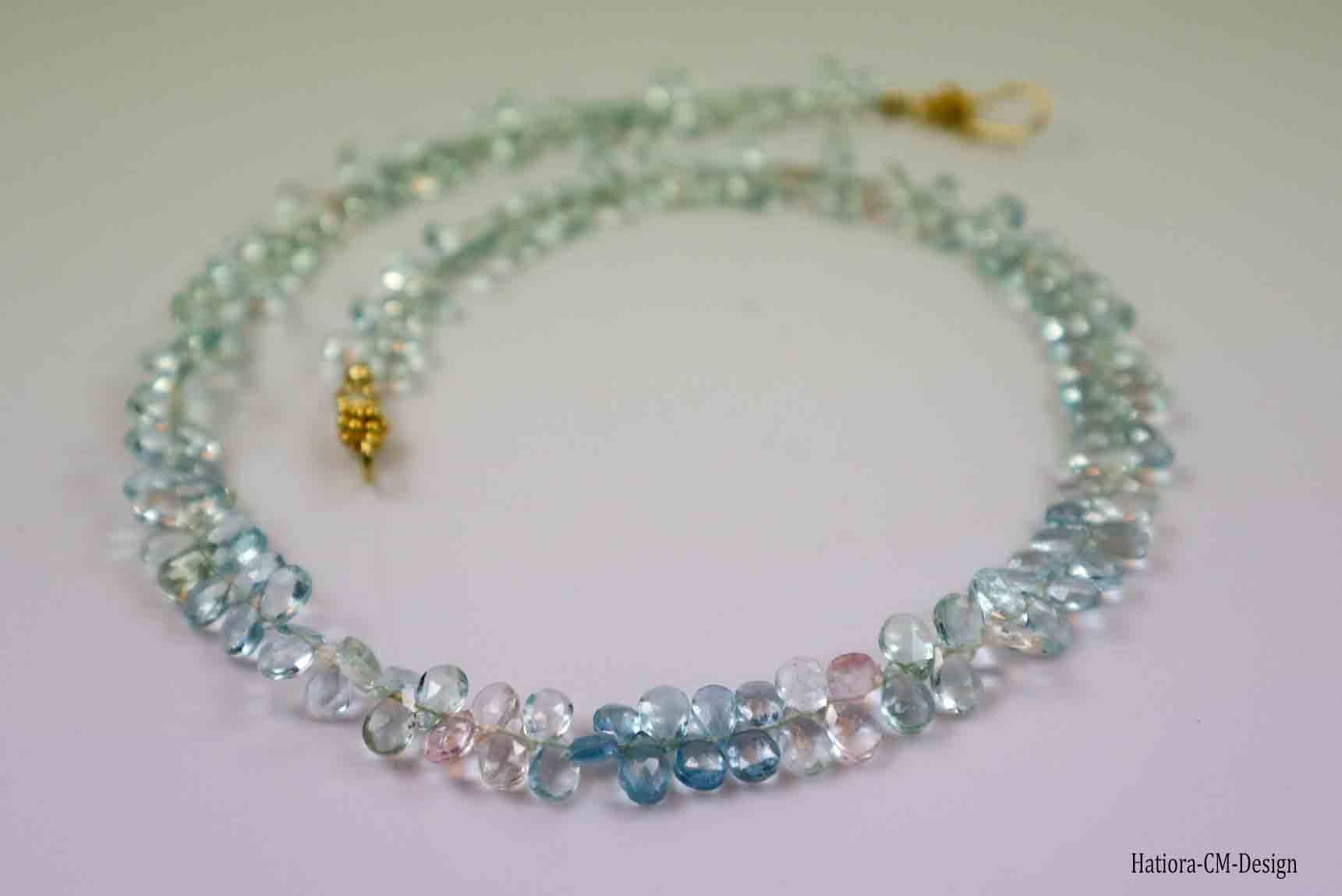 Aquamarine necklace with 24K Gold Vermeil closure