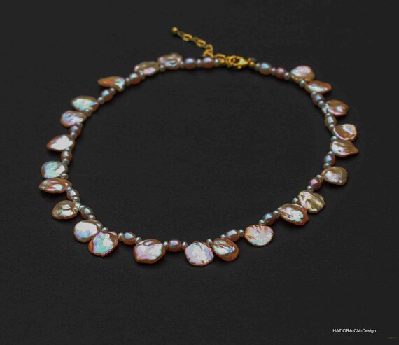 Necklace Keshi leaflet "Apricot"