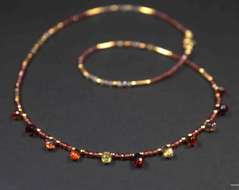 Tunduru Sapphire Necklace with Garnet, Silver 925 Gold Plated