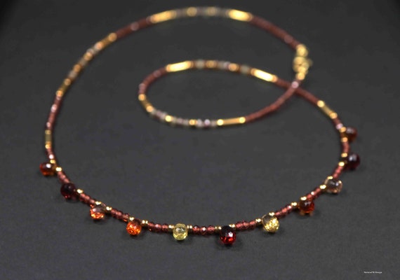 Tunduru Sapphire Necklace with Garnet, Silver 925 Gold Plated