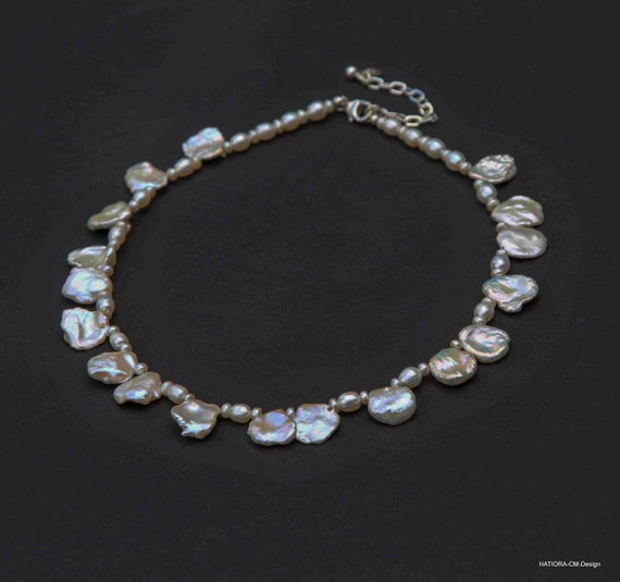 Necklace Keshi leaflet "White"