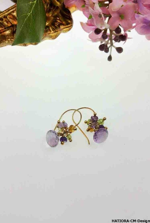 Ametrin Earrings, 24K Gold Vermeil