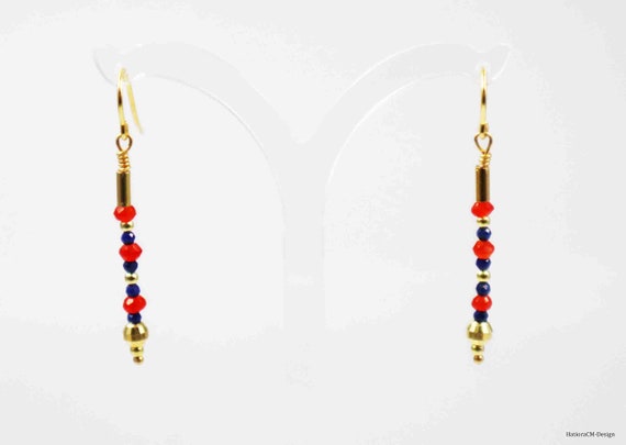 Carnelian lapis lazuli drop earrings, silver (925) gold plated