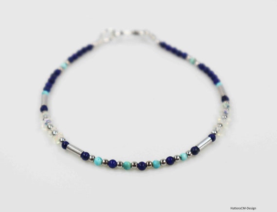 Lapis Lazuli Turquoise Welo Opalarm Band, Silver 925