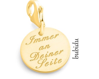 Breloque avec gravure pendentif or bijou naissance baptême cadeau mariage pendentif avec texte pendentif or breloque or gravure individuelle