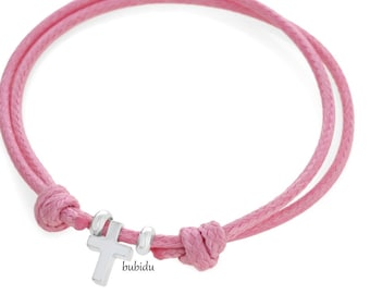 Bracelet baptême croix, bracelet baptême rose bébé argent 925, spécial bijoux baptême, bracelet baptême croix argent