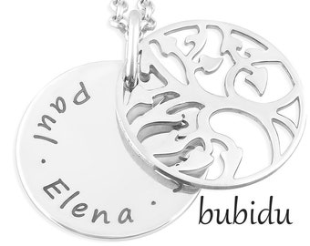 Necklace Tree of Life Engraving, Name Necklace, Jewelry Name