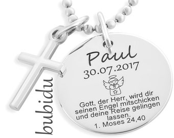 Taufkette Junge Mädchen, Taufschmuck Gravur, Namenskette Kommunion Taufe Konfirmation Segnung Kinderschmuck Geschenk Andenken Erinnerung