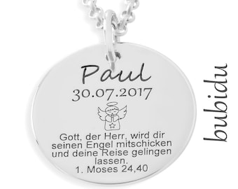 Taufkette Psalm 925 Sterling Silber Taufschmuck Junge Namenskette Taufe Jungen Silberkette Baby Geburt Geschenk Schmuck Patenkind Spruch