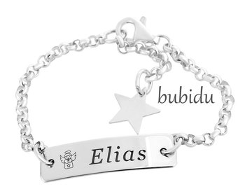 Taufarmband 925 Silber, Taufe Armband Gravur Jungen Mädchen,Babyarmband, KInderschmuck mit Gravur, Taufgeschenk Namensschmuck personalisiert