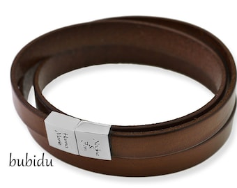 LEATHER BRACELET with ENGRAVING men's bracelet brown gift for man men's bracelet name men's jewelry text gift men's brown bracelet