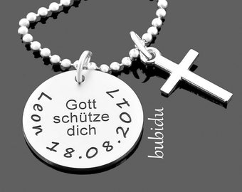 Taufkette 925 Silber Gott Schütze Dich Taufe Patenkind Kette