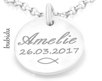 Baptism necklace engraving, baptism jewelry with name, baby jewelry baptism jewelry girls, silver jewelry, name necklace baby, gift | BUBIDU