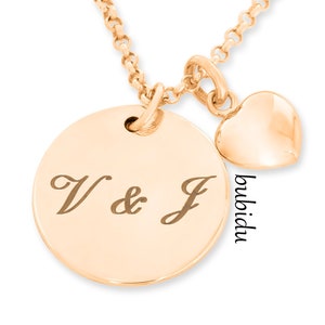 17mm Anhänger poliert mit Gravur Initialen Kette 925 Silber rosé vergoldet Schmuck Namen Damenschmuck rose gold Halskette Text Monogramm