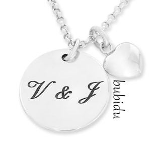 Joyería de plata con grabado de nombre, collar con iniciales de corazón, collar para mujer, collar de plata 925 con letras, collar de plata, placa de grabado, regalo para novia, amor