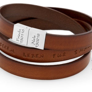 Leather bracelet men engraving brown name bracelet man men's bracelet personalized text gift dad men's bracelet name jewelry leather BUBIDU image 1
