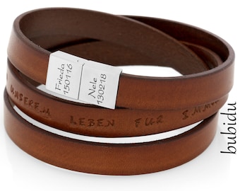 Bracelet en cuir homme gravure marron nom bracelet homme bracelet homme texte personnalisé cadeau papa homme bracelet nom bijoux cuir BUBIDU