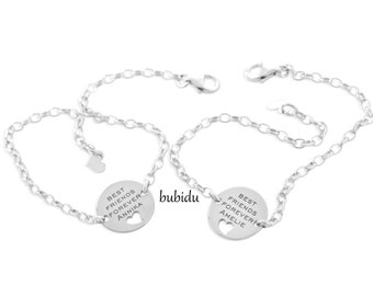 Freundschaftsarmband Gravur Silberschmuck 925 Silber Armband Text 2 Freundschaftsarmbänder Namensarmbänder Freundinnen Schmuck friends Herz