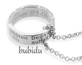 Taufring Kette Gravur Taufkette 925 Sterling Silber Schmuck zur Taufe Kette Psalm Namenskette Baby Taufgeschenk Junge Ring Heilige Taufe