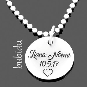 Naamketting sieraden graveren zilveren ketting gepersonaliseerd met naam, tekst hanger, graveren sieraden, cadeau moeder, BFF, vriendin, verjaardagscadeau afbeelding 1