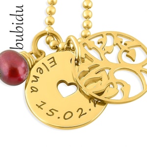 Taufe Schmuck Gravur Taufkette Gold Lebensbaum Namenskette Baby Mädchen Taufschmuck Geschenk Patenkind Kinderkette Namen Halskette Kind Bild 1