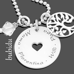 Namenskette Silber Familienkette Gravur Lebensbaum Geschenk für Mama Oma personalisiert Bild 1