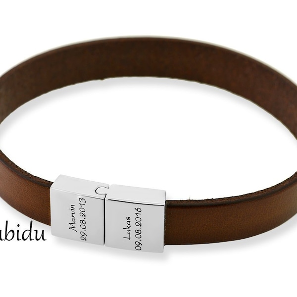 BRACELET HOMME MARRON avec gravure Bijoux homme personnalisés Bracelet homme bracelet cuir individuel avec gravure fermoir cadeau ami