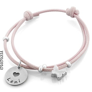 KINDERARMBAND MIT GRAVUR aus 925 Sterling Silber Schmuck Taufarmband Mädchen Rosa Schmetterling Schmuck für Kinder Schmuck zur Taufe Bild 2