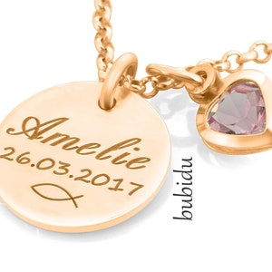 Taufkette Gravur Rosègold, Taufschmuck Mit Namen, personalisierter Schmuck Silberkette, Heilige Taufe, Geschenk zur Taufe Bild 1