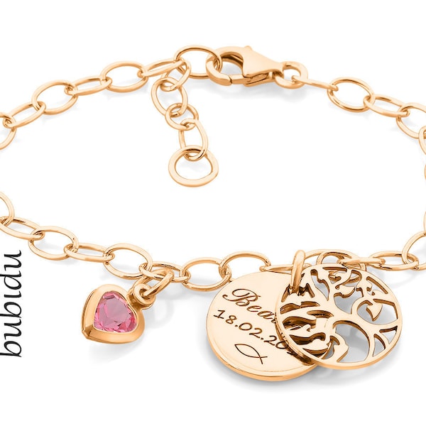 Bracelet baptême gravure or rose bijoux baptême bracelet arbre de vie baptême bijoux fille cadeau bracelet bébé prénom bracelet naissance