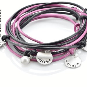 Family Bracelet With Name, Bracelet Engraved Leather