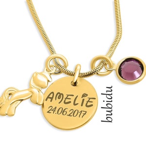 Horse Children's Necklace Girls Children's Jewelry Gold Engraving Gift Daughter Jewelry School Enrollment Girls Jewelry Horse Gold Necklace Child Name Necklace