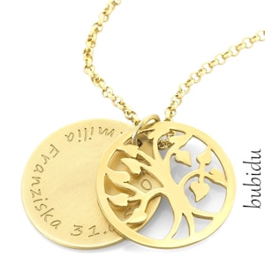 Gold Name Necklace, Jewelry With Engraving, Tree Of Life image 1