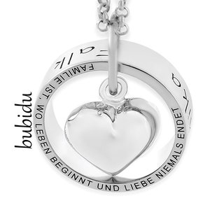 Kette mit Ring & Herz Familienschmuck Gravur Namenskette 925 Silber Designer Collier Namensring Schmuck Damenkette Namen Spruch Silberkette Bild 3