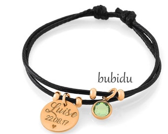 Bracelet with engraving - name bracelet birth - children's bracelet with name - black baby bracelet - gift enrollment - baptismal bracelet