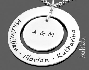 Schmuck Mit Gravur Personalisierte Halskette 925 Silber Namenskette Familie Damenschmuck mit Namen Familienkette Silberschmuck online BUBIDU