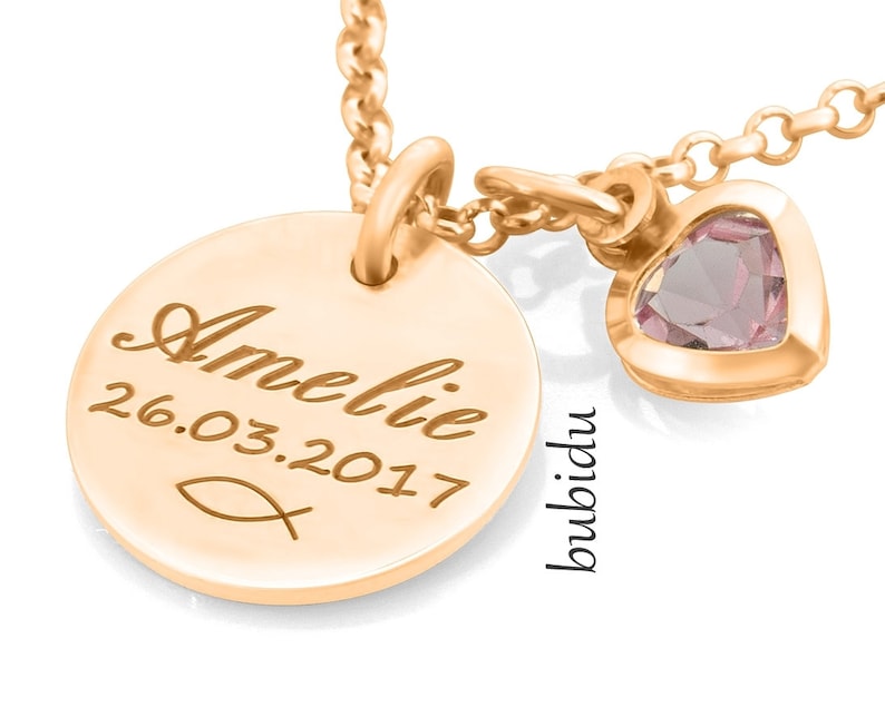 Taufkette Gravur Rosègold, Taufschmuck Mit Namen, personalisierter Schmuck Silberkette, Heilige Taufe, Geschenk zur Taufe Bild 5