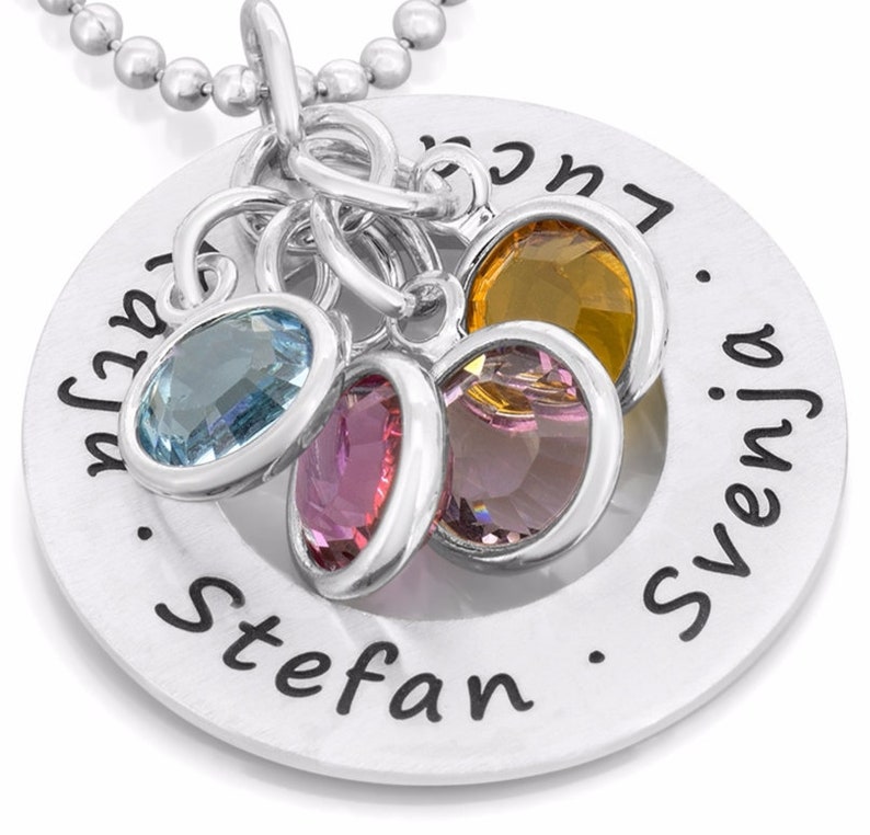 Geburtsstein Kette Halskette mit Monatsstein Damen Geschenkidee Mama Valentinstag Muttertag Familie Kinder Namenskette personalisiert Bild 4