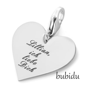 Breloque coeur gravé pendentif argent cadeau amour pendentif coeur argent 925 breloques créateur pendentif prénom image 1