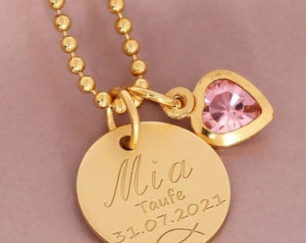 Taufkette Gravur gold Baby, Taufschmuck Namen, personalisierter Schmuck Silberkette, Heilige Taufe, Geschenk zur Taufe, Patengeschenk silber