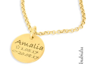 Necklace Baptism Engraving - Christening Jewelry Gold * Name Necklace 925 Sterling Silver Necklace for Communion Necklace Confirmation Jewelry Engraving Children