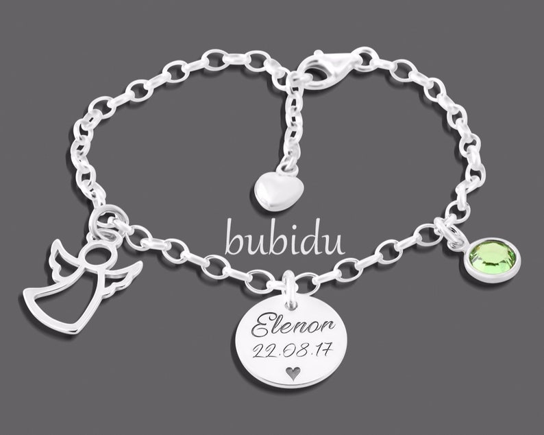 Silver bracelet engraving guardian angel gift baptism image 2